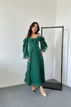 Elegant Green A-Line Floor Length Dress - Brand: Elisa - Women & Kids, Baby Clothes Wholesale - TheBS Women