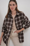Plaid Pattern Oversize Lumberjack Shirt 3854 C. Brown - Brand: Bigdart - Women & Kids, Baby Clothes Wholesale - TheBS Women