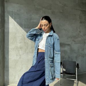 Multi-Pocket Denim Jacket - Blue - Brand: Cream Rouge - Women & Kids, Baby Clothes Wholesale - TheBS Women