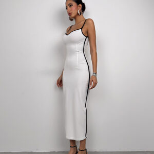 Sweetheart Neckline Dress With Piping Detail And Straps - Brand: Black Fashion - Women & Kids, Baby Clothes Wholesale - TheBS Women