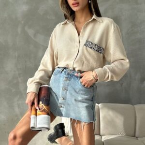 Linen Shirt WithPocket Detail - Brand: Topshow - Women & Kids, Baby Clothes Wholesale - TheBS Women