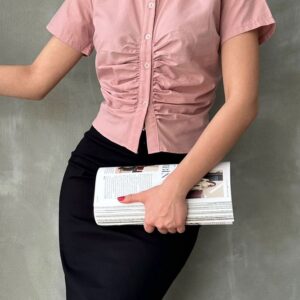 Powder Gimped Gathered Front Blouse - Brand: Topshow - Women & Kids, Baby Clothes Wholesale - TheBS Women