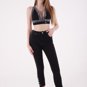 Four Button High Waist Skinny Jeans - Anthracite - Brand: XLove - Women & Kids, Baby Clothes Wholesale - TheBS Women