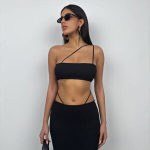 Textured Maxi Skirt With Rope Detail - Brand: Black Fashion - Women & Kids, Baby Clothes Wholesale - TheBS Women