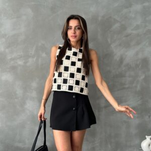 Checker Pattern Crochet Blouse - Brand: Topshow - Women & Kids, Baby Clothes Wholesale - TheBS Women