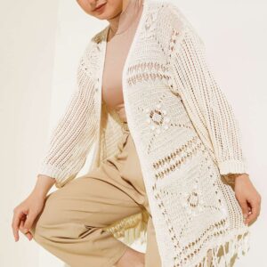 Low Shoulder Knitwear Cardigan With Tassels At The Hem - Brand: Maxi Modena - Women & Kids, Baby Clothes Wholesale - TheBS Women