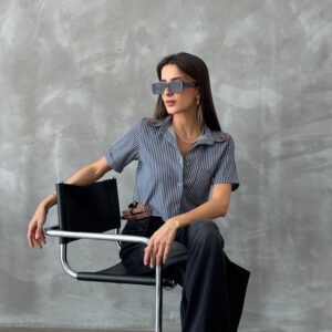 Striped Belt Detailed Striped Shirt - Brand: Topshow - Women & Kids, Baby Clothes Wholesale - TheBS Women