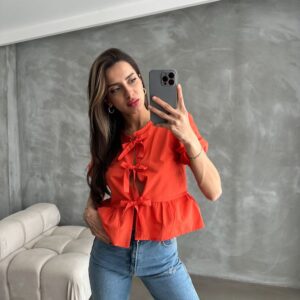 Oranj D 2699 Front Tied Poplin Blouse - Brand: Topshow - Women & Kids, Baby Clothes Wholesale - TheBS Women