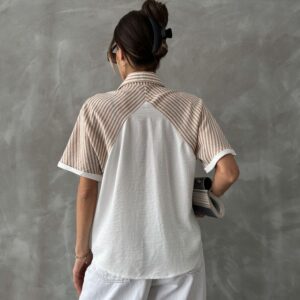 Line Detailed Low Sleeve Shirt - Brand: Topshow - Women & Kids, Baby Clothes Wholesale - TheBS Women