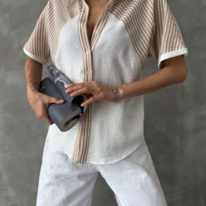 Line Detailed Low Sleeve Shirt - Brand: Topshow - Women & Kids, Baby Clothes Wholesale - TheBS Women