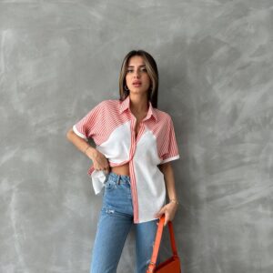 Stripe Detailed Low Sleeve Shirt - Brand: Topshow - Women & Kids, Baby Clothes Wholesale - TheBS Women