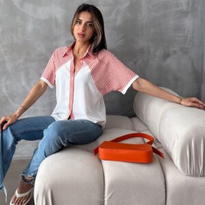 Stripe Detailed Low Sleeve Shirt - Brand: Topshow - Women & Kids, Baby Clothes Wholesale - TheBS Women