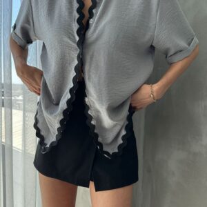 Gray D 2615 Shirt With Stone Detail - Brand: Topshow - Women & Kids, Baby Clothes Wholesale - TheBS Women