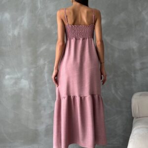 Powder Linen Strappy V-Neck Full-Length Dress - Brand: Topshow - Women & Kids, Baby Clothes Wholesale - TheBS Women