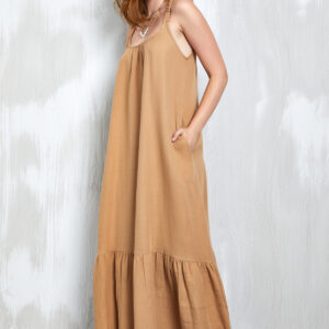 Muslin Fabric Strappy Long Dress 27361 - Brand: First Angels - Women & Kids, Baby Clothes Wholesale - TheBS Women