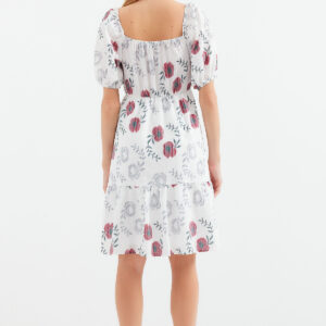 Patterned Mini Flared Dress - Ecru - Brand: Bigdart - Women & Kids, Baby Clothes Wholesale - TheBS Women