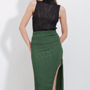 Chain Detailed Skirt - Emerald - Brand: Bigdart - Women & Kids, Baby Clothes Wholesale - TheBS Women