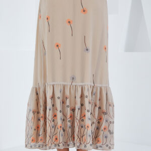 Cream Patterned Chiffon Skirt 8010 - Brand: Bigdart - Women & Kids, Baby Clothes Wholesale - TheBS Women