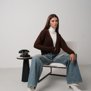 Crop Knitted Cardigan With Piping - Brand: Black Fashion - Women & Kids, Baby Clothes Wholesale - TheBS Women