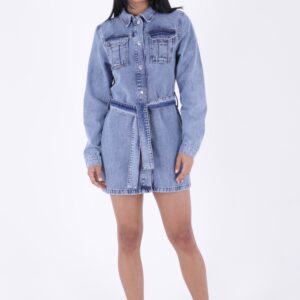 Belted Snap Denim Dress - Brand: XLove - Women & Kids, Baby Clothes Wholesale - TheBS Women