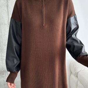 Leather Sleeve Dress - Brand: My Fashion - Women & Kids, Baby Clothes Wholesale - TheBS Women