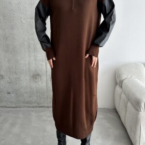 Leather Sleeve Dress - Brand: My Fashion - Women & Kids, Baby Clothes Wholesale - TheBS Women