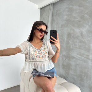 Stone Gray Embroidered Blouse - Brand: Topshow - Women & Kids, Baby Clothes Wholesale - TheBS Women