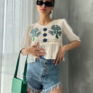 Stone Saxe Embroidered Blouse - Brand: Topshow - Women & Kids, Baby Clothes Wholesale - TheBS Women