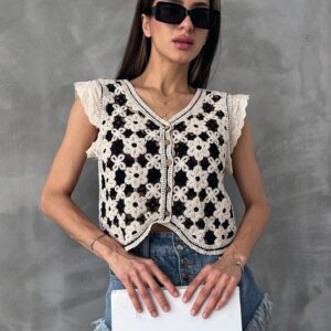 Stone Black Buttoned Vest - Brand: Topshow - Women & Kids, Baby Clothes Wholesale - TheBS Women
