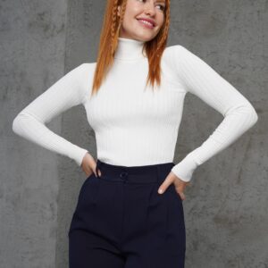 Turtleneck Ribbed Detailed Wholesale KnitwearSweater - Brand: Lustrin - Women & Kids, Baby Clothes Wholesale - TheBS Women