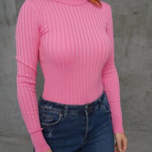 Turtleneck Ribbed Detail Wholesale KnitwearSweater - Brand: Lustrin - Women & Kids, Baby Clothes Wholesale - TheBS Women