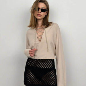 Lace-Up Linen Blouse - Brand: Black Fashion - Women & Kids, Baby Clothes Wholesale - TheBS Women