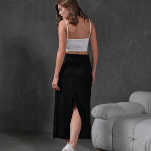 Modal Elastic Waist Slit Long Skirt 28035 - Brand: First Angels - Women & Kids, Baby Clothes Wholesale - TheBS Women