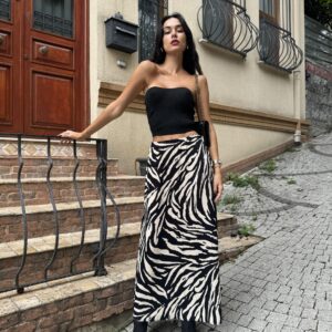 Floss Satin Zebra Print Skirt - Brand: First Angels - Women & Kids, Baby Clothes Wholesale - TheBS Women