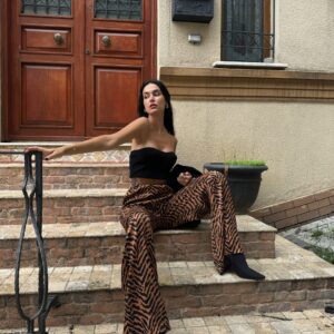 Satin Patterned Wide Leg Trousers - Brand: First Angels - Women & Kids, Baby Clothes Wholesale - TheBS Women