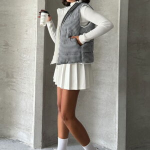 Houndstooth Patterned Fiber Puffer Vest - Brand: Topshow - Women & Kids, Baby Clothes Wholesale - TheBS Women