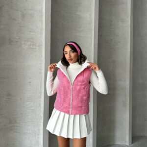 Houndstooth Patterned Fiber Puffer Vest - Brand: Topshow - Women & Kids, Baby Clothes Wholesale - TheBS Women