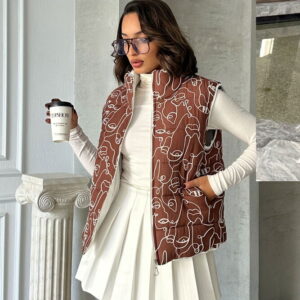 Coffee Mixed Print Patterned Fiber Inflatable Wholesale Vest - Brand: Topshow - Women & Kids, Baby Clothes Wholesale - TheBS Women