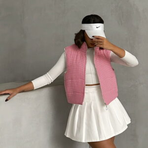 Houndstooth Patterned Fiber Puffer Vest - Brand: Topshow - Women & Kids, Baby Clothes Wholesale - TheBS Women