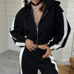 Modal Striped Zippered Hooded Sweatshirt 28216 - Brand: First Angels - Women & Kids, Baby Clothes Wholesale - TheBS Women