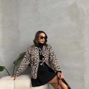 Leopard Patterned Quilted Front Tie Jacket - Brand: Topshow - Women & Kids, Baby Clothes Wholesale - TheBS Women