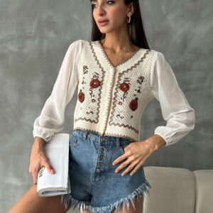 Buttoned Short Cardigan- Stone - Brand: Topshow - Women & Kids, Baby Clothes Wholesale - TheBS Women