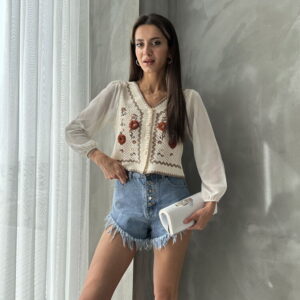 Buttoned Short Cardigan- Stone - Brand: Topshow - Women & Kids, Baby Clothes Wholesale - TheBS Women