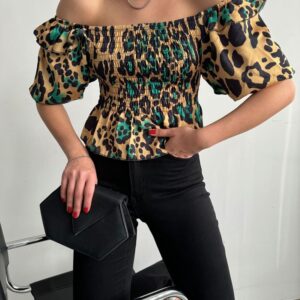 Leopard Emerald Gibeli Boat Neck Blouse - Yellow - Brand: Topshow - Women & Kids, Baby Clothes Wholesale - TheBS Women
