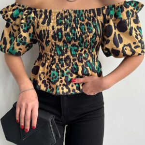 Leopard Emerald Gibeli Boat Neck Blouse - Yellow - Brand: Topshow - Women & Kids, Baby Clothes Wholesale - TheBS Women