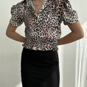 Small Leopard Waist Gipeli Ouzu Pleated Shirt - Brand: Topshow - Women & Kids, Baby Clothes Wholesale - TheBS Women