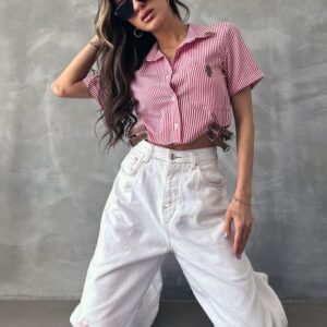 Striped D 2646 Belt Detailed Striped Shirt - Brand: Topshow - Women & Kids, Baby Clothes Wholesale - TheBS Women