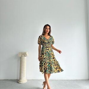 Leopard Emerald Patterned Long Dress - Brand: Topshow - Women & Kids, Baby Clothes Wholesale - TheBS Women