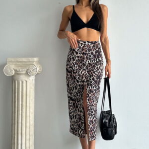 Leopard Printed Skirt - Brown - Brand: Topshow - Women & Kids, Baby Clothes Wholesale - TheBS Women