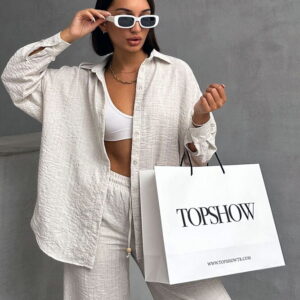 Striped Shirt - Stone - Brand: Topshow - Women & Kids, Baby Clothes Wholesale - TheBS Women